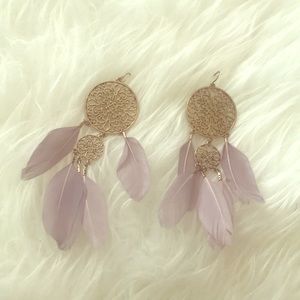 Like New Purple Feather Earrings